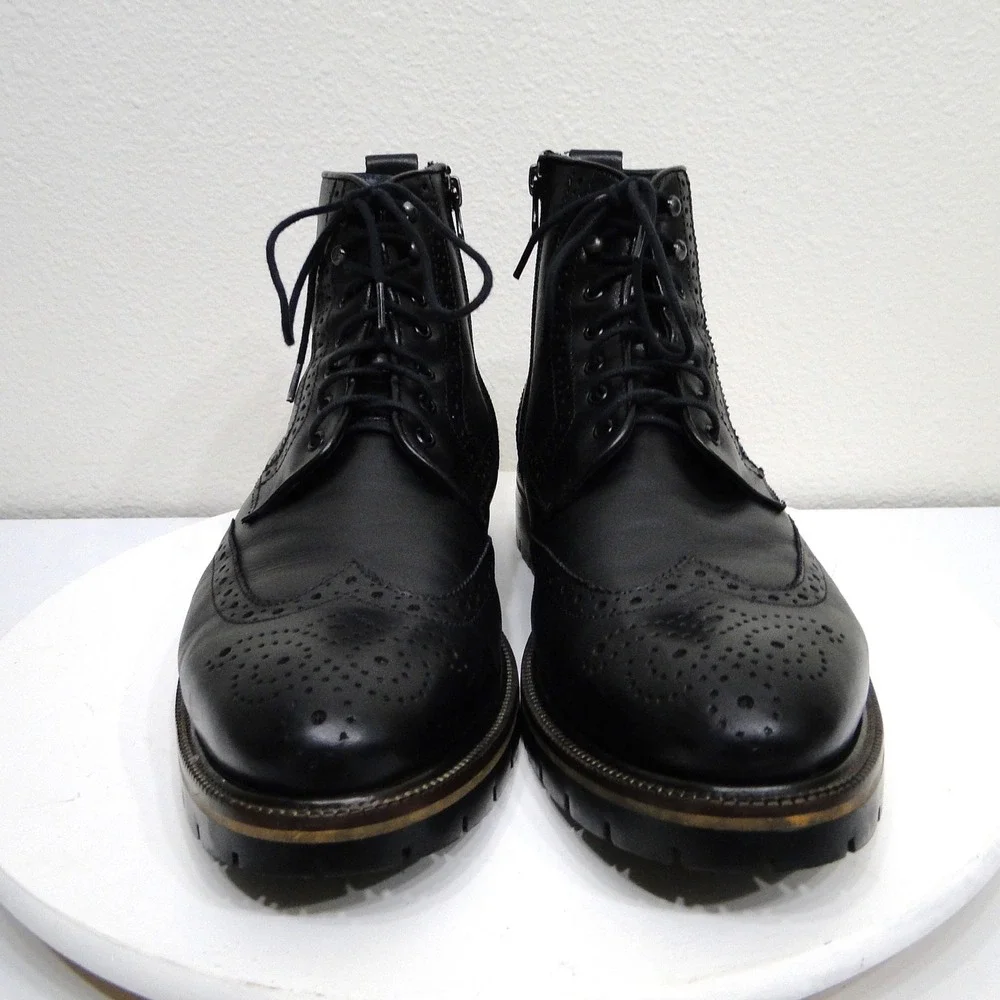 Johnston & Murphy Cody Wingtip Zip Boot Black Leather XC Flex 20-5521 Mens 9.5 M